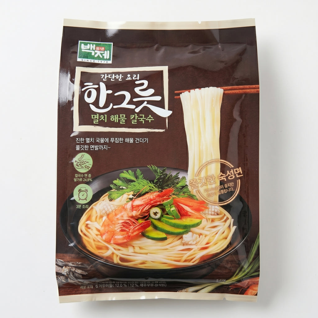 백제 - 한그릇 해물칼국수 394g / 2인분 (실온보관)