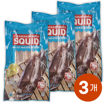 [무료별도배송][꽃마Fresh] 바로 조리 가능한 손질 통 오징어(260g) x 3팩 유통기한: 2027년 9월 20일