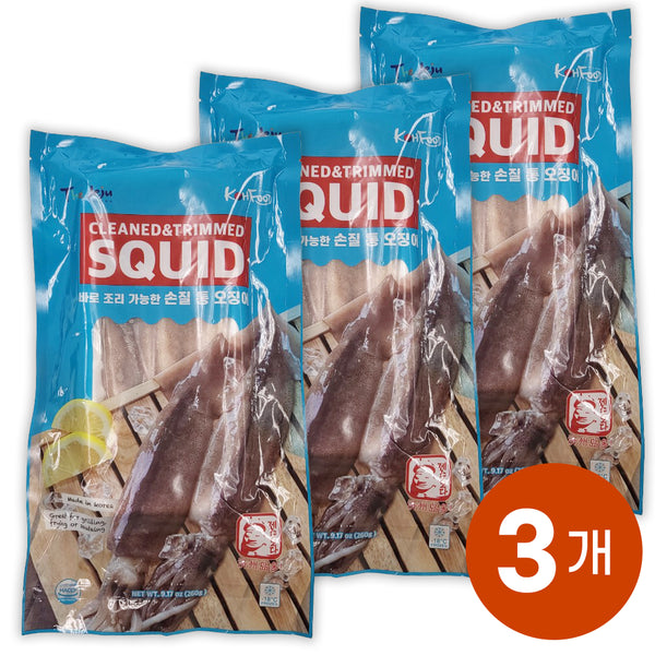 [무료별도배송][꽃마Fresh] 바로 조리 가능한 손질 통 오징어(260g) x 3팩 유통기한: 2027년 9월 20일