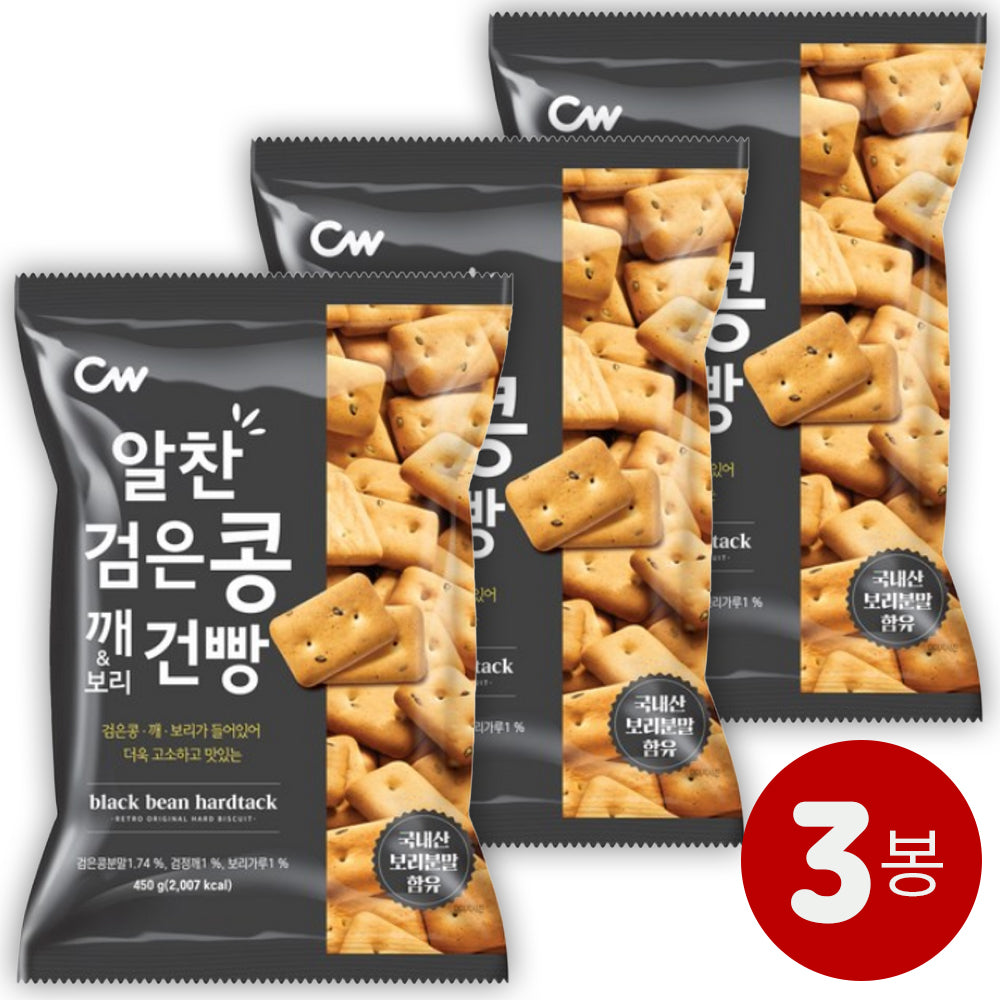 청우 - 알찬검은콩&깨 보리건빵 450g x 3봉