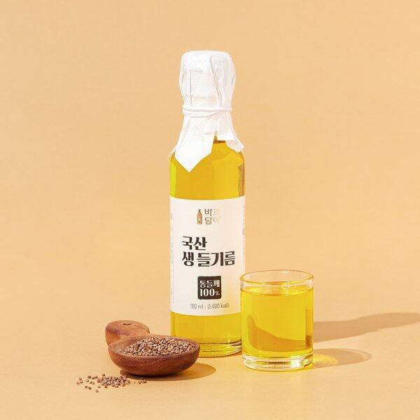한생 - 바로담아 국산 생들기름 (180ml) 유통기한: 2027년 11월 3일