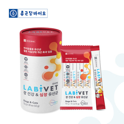 종근당 바이오 - 라비벳 장 건강 & 심장 유산균 (1.5g x 30포)<br>유통기한 : 2024년 11월 11일