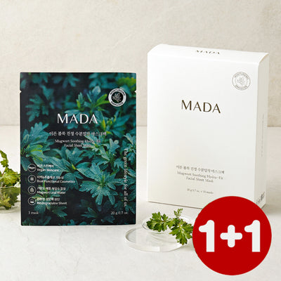 [1+1] MADA 이른 봄쑥 진정 수분밀착 마스크팩 1박스 (10개입) Buy 1 Get 1 FREE 유통기한: 2027년 12월 2일