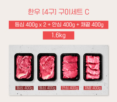 [고국배송] [4구BOX 선물세트C] 등심400*2+채끝400+안심400