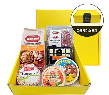 [고국배송] 와인 안주 플래터 선물세트 1호(고급치즈4종/크래커/살지촌시지)