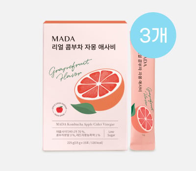 [고국배송] MADA 리얼 콤부차 자몽 애사비(15g*15포) 3개