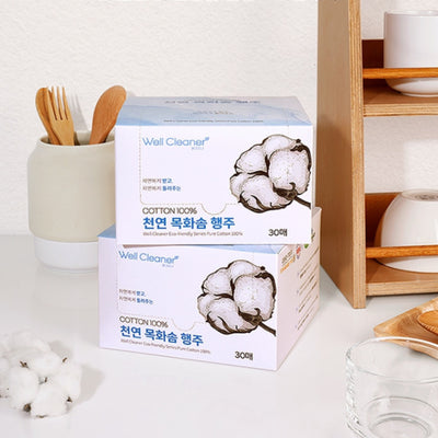 웰크리너- 천연 목화솜 행주 30매 (Cotton 100%)