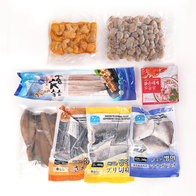 [무료별도배송] 자연산해물 8종세트 2.5kg(방어,삼치,병어,가자미,붕장어,게살,멍게,오만둥이)  Buy 1 Get 1 FREE