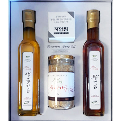 자연팜 선물세트 (생들기름 250ml +참기름 250ml +들깨가루 120ml)
