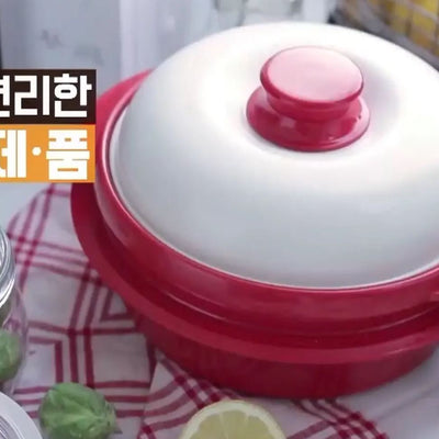 전자렌지용 초간편 원적외선 조리기 렌지메이트 Pro 더블쿠커 (구이팬+깊은팬+뚜껑+실리콘찜망) 규격: 258mm x 226mm x 107mmh