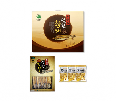 [고국배송] 무훈증 황태 선물상자 1호 (황태포 특대 10미 + 황태채 3개).