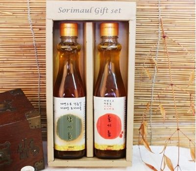 [고국배송] Gift 04 저온착유 순수 참기름+저온착유 순수 들기름 세트 300ml.