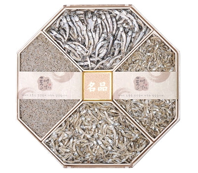 [고국배송] 통영멸치 팔각한지함 멸치선물세트(세멸350g,자멸300g,소멸300g,대멸300g)