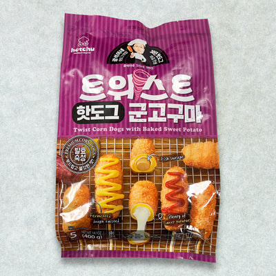 [꽃마Fresh] 트위스트 군고구마 핫도그 80g X 5개입 유통기한 : 2025년 9월 18일